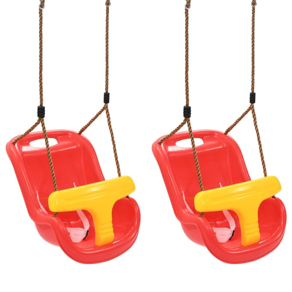 Babyschommels 2 st met veiligheidsgordel PP rood Baby & peuter > Babyspeelgoed > Babyjumpers & - schommels OwlyShop Rood 